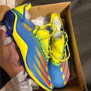 Adidas Vibrant Blue and Yellow Cleats